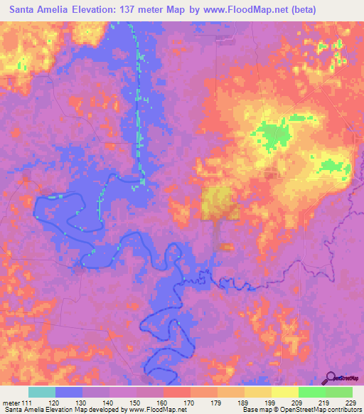 Santa Amelia,Guatemala Elevation Map