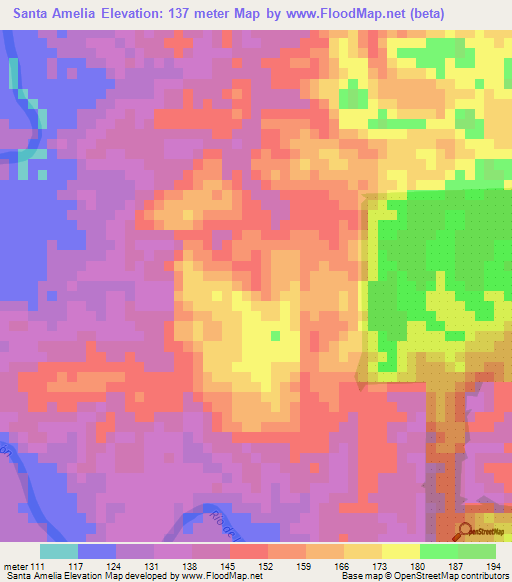 Santa Amelia,Guatemala Elevation Map