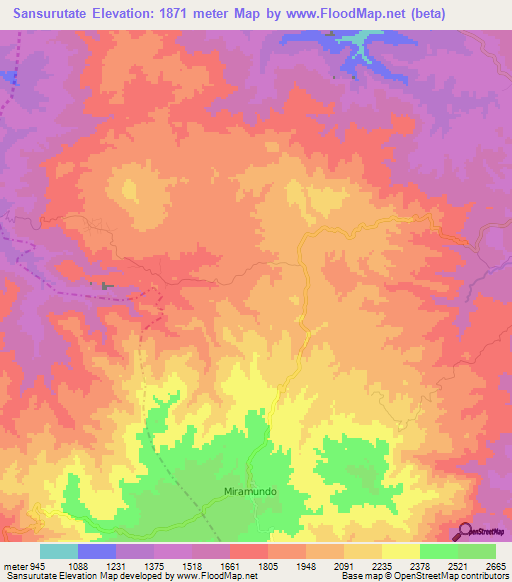 Sansurutate,Guatemala Elevation Map