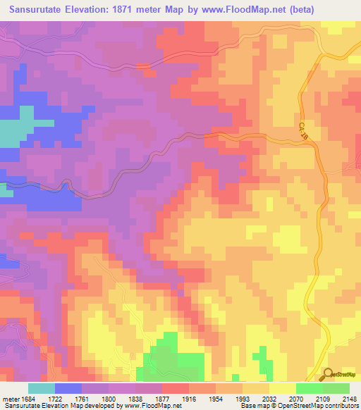 Sansurutate,Guatemala Elevation Map