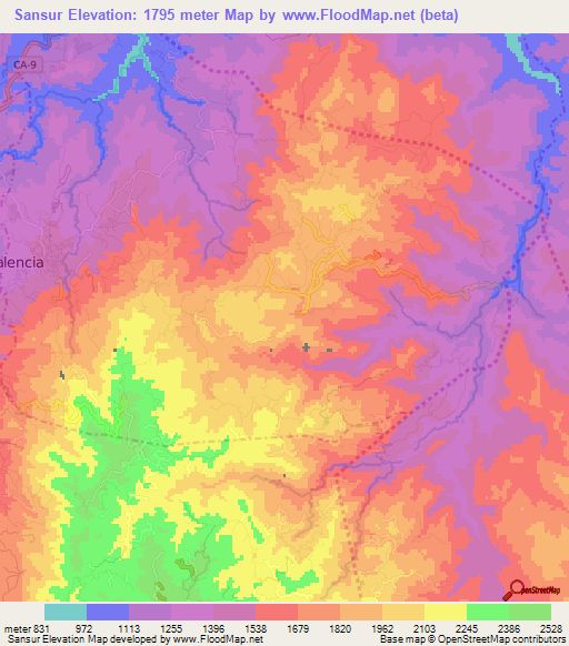 Sansur,Guatemala Elevation Map