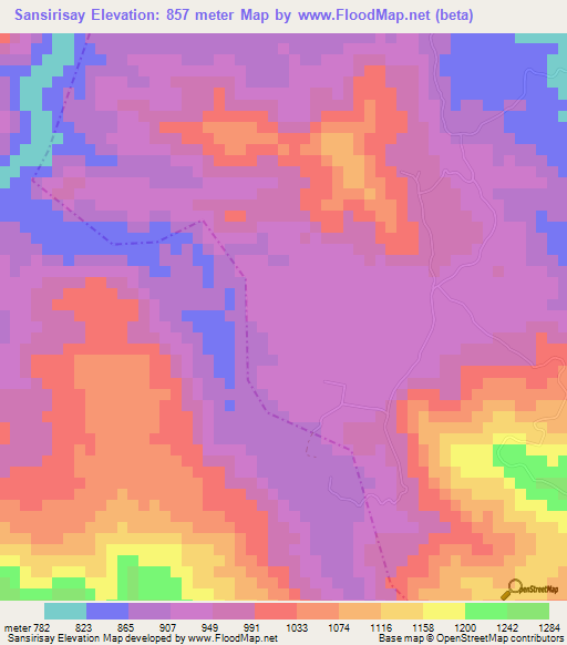 Sansirisay,Guatemala Elevation Map