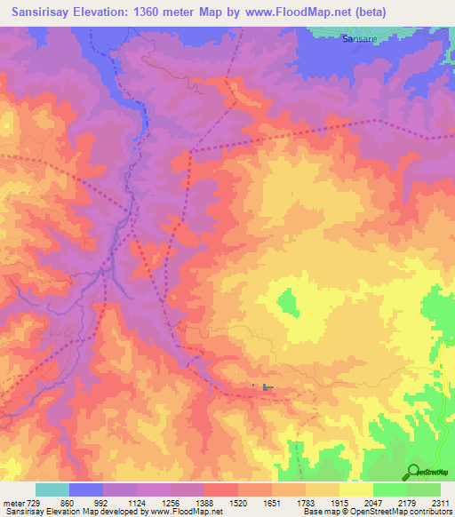 Sansirisay,Guatemala Elevation Map