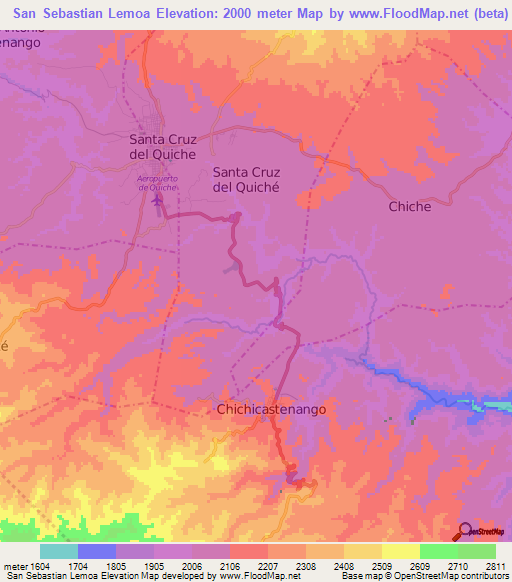 San Sebastian Lemoa,Guatemala Elevation Map