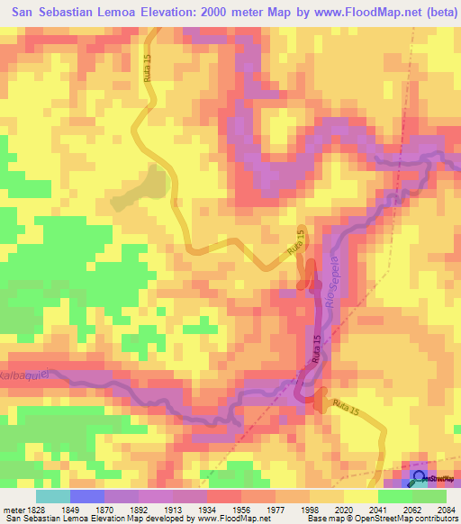 San Sebastian Lemoa,Guatemala Elevation Map