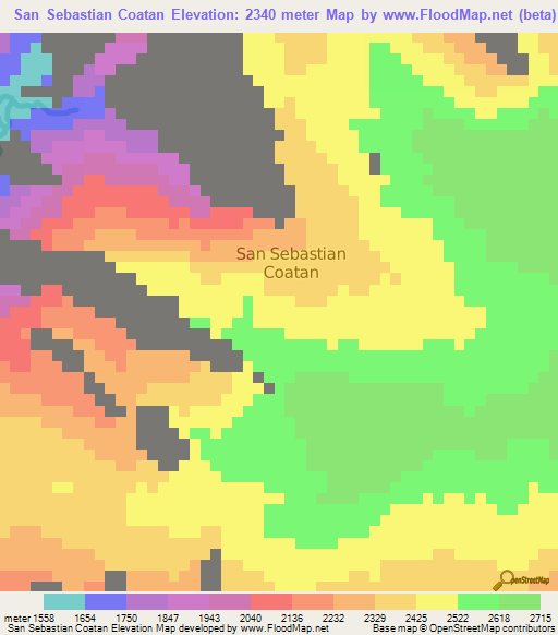 San Sebastian Coatan,Guatemala Elevation Map