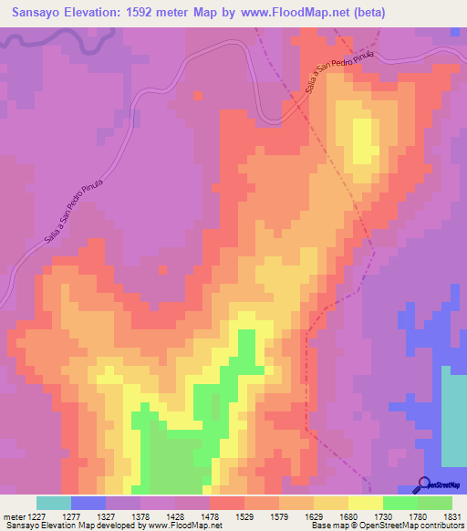 Sansayo,Guatemala Elevation Map