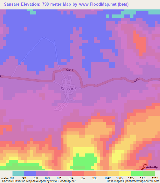 Sansare,Guatemala Elevation Map