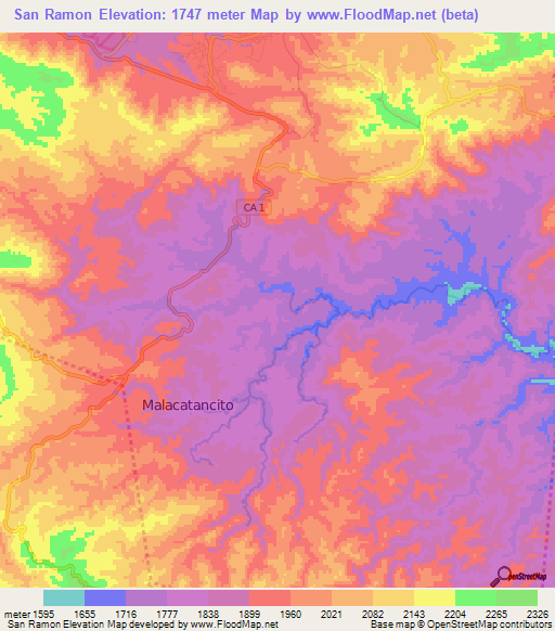 San Ramon,Guatemala Elevation Map