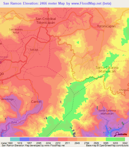 San Ramon,Guatemala Elevation Map