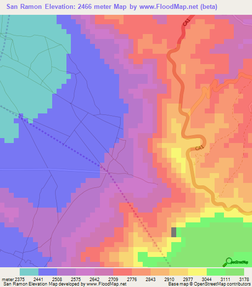 San Ramon,Guatemala Elevation Map