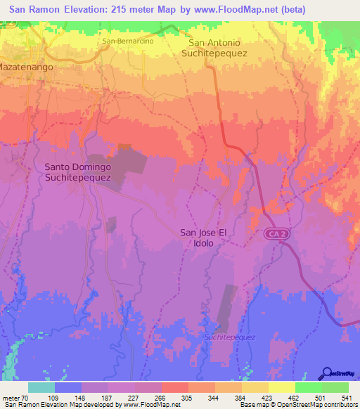 San Ramon,Guatemala Elevation Map