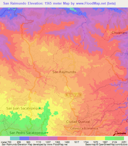 San Raimundo,Guatemala Elevation Map