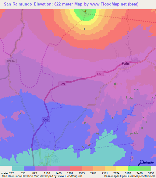 San Raimundo,Guatemala Elevation Map