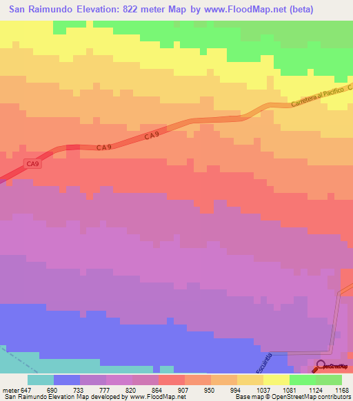 San Raimundo,Guatemala Elevation Map