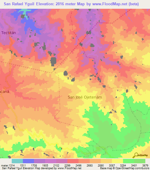 San Rafael Yguil,Guatemala Elevation Map