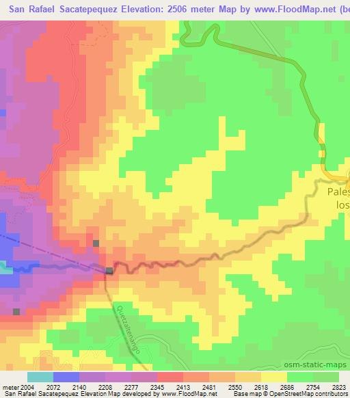 San Rafael Sacatepequez,Guatemala Elevation Map