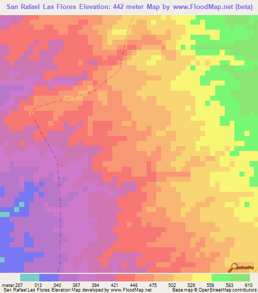 San Rafael Las Flores,Guatemala Elevation Map