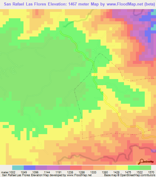 San Rafael Las Flores,Guatemala Elevation Map