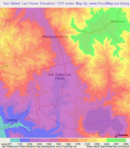 San Rafael Las Flores,Guatemala Elevation Map