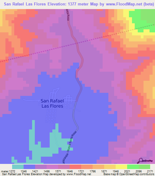 San Rafael Las Flores,Guatemala Elevation Map