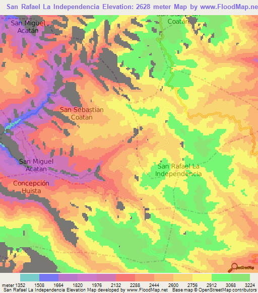 San Rafael La Independencia,Guatemala Elevation Map