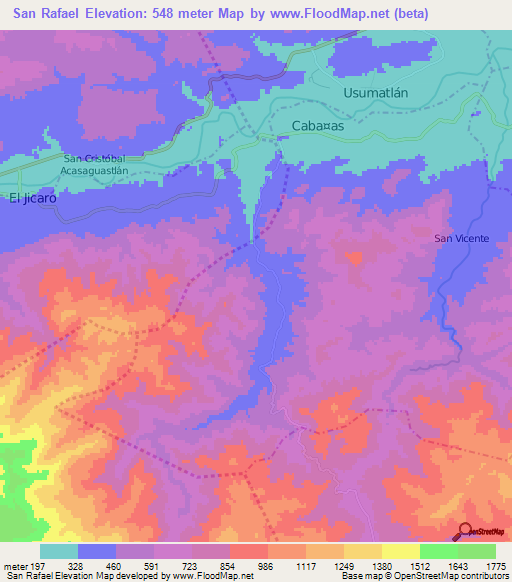 San Rafael,Guatemala Elevation Map