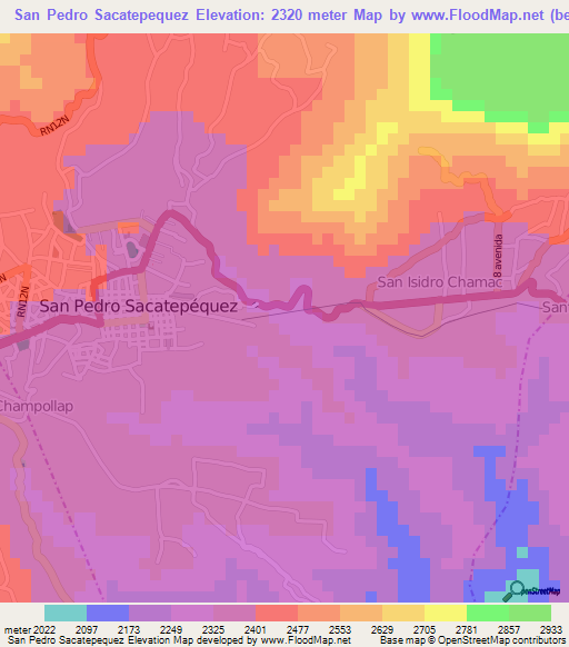 San Pedro Sacatepequez,Guatemala Elevation Map