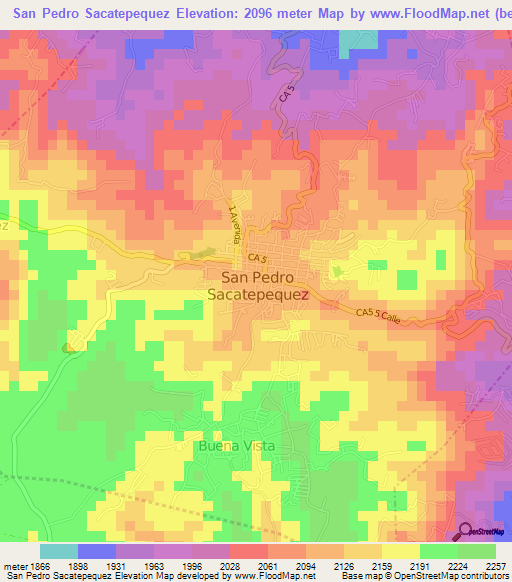 San Pedro Sacatepequez,Guatemala Elevation Map