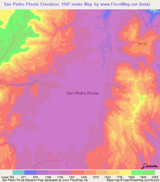 San Pedro Pinula,Guatemala Elevation Map