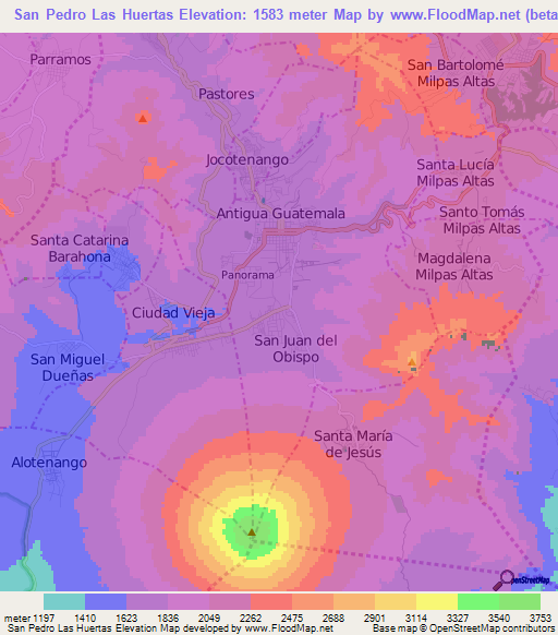 San Pedro Las Huertas,Guatemala Elevation Map