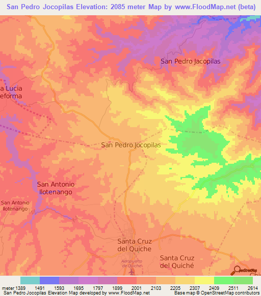 San Pedro Jocopilas,Guatemala Elevation Map