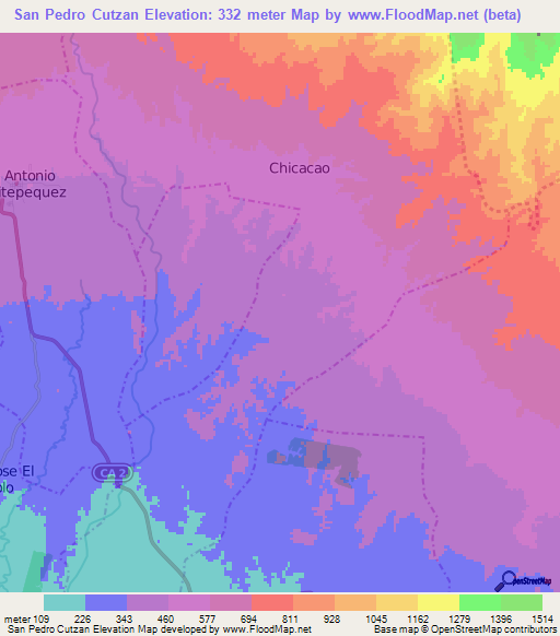 San Pedro Cutzan,Guatemala Elevation Map