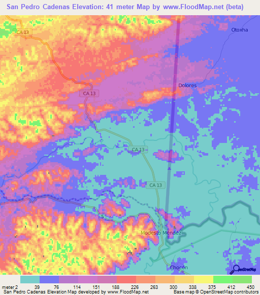 San Pedro Cadenas,Guatemala Elevation Map