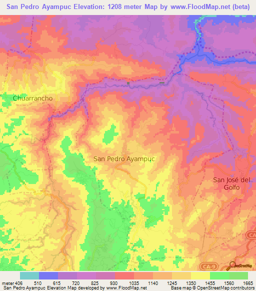 San Pedro Ayampuc,Guatemala Elevation Map