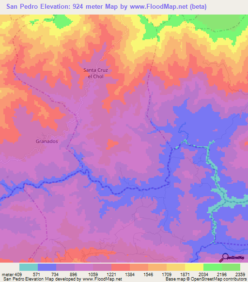 San Pedro,Guatemala Elevation Map