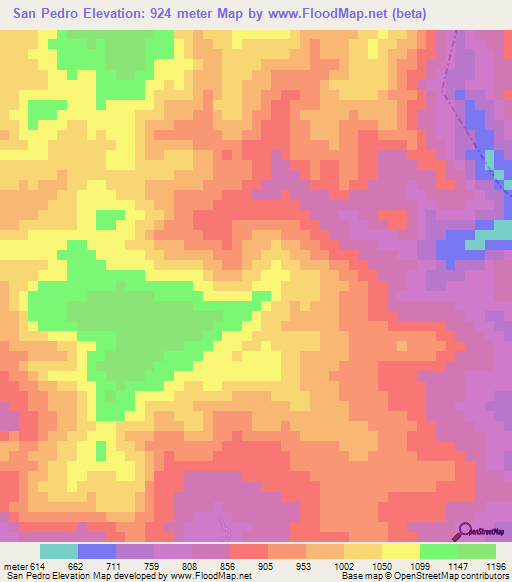 San Pedro,Guatemala Elevation Map