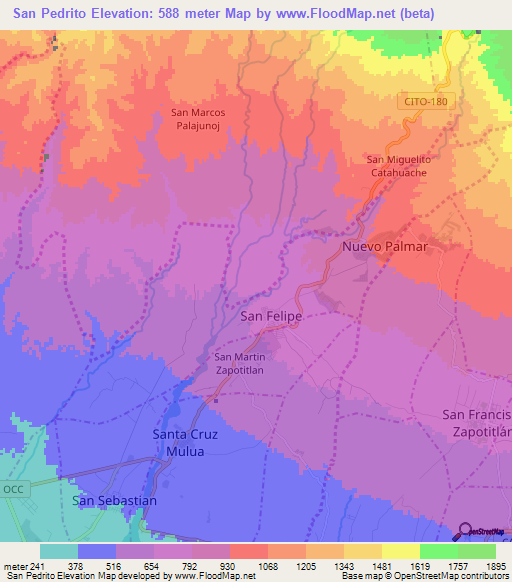 San Pedrito,Guatemala Elevation Map