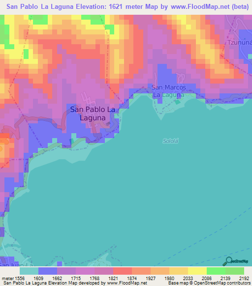 San Pablo La Laguna,Guatemala Elevation Map