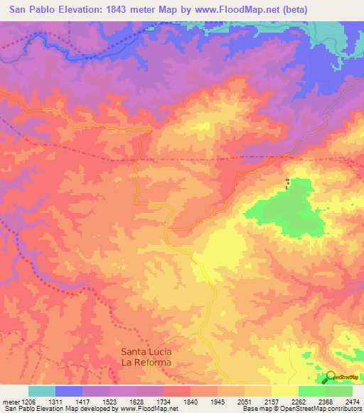 San Pablo,Guatemala Elevation Map