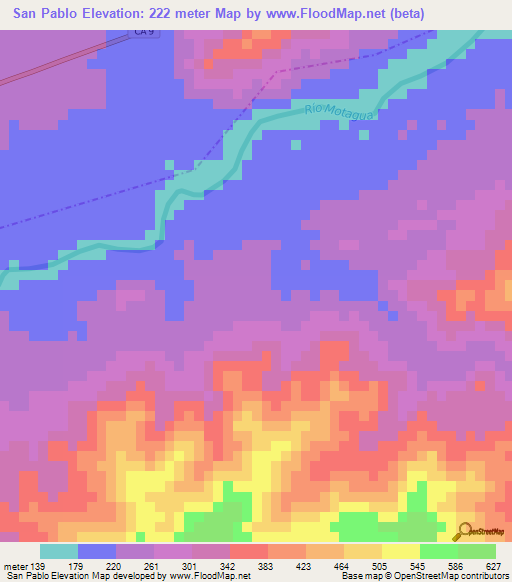 San Pablo,Guatemala Elevation Map