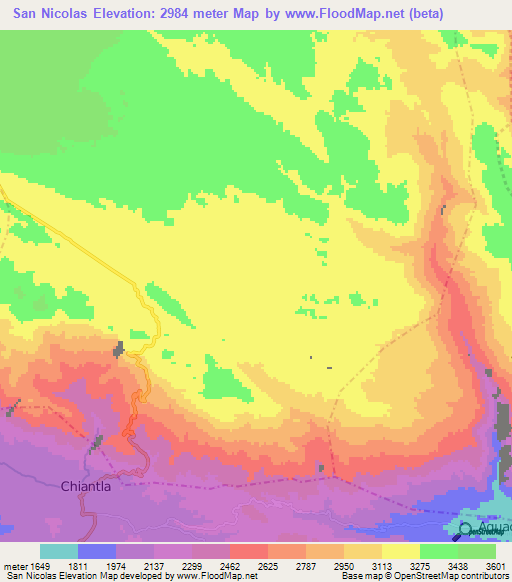 San Nicolas,Guatemala Elevation Map