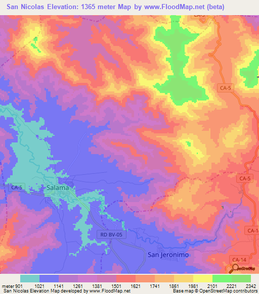 San Nicolas,Guatemala Elevation Map