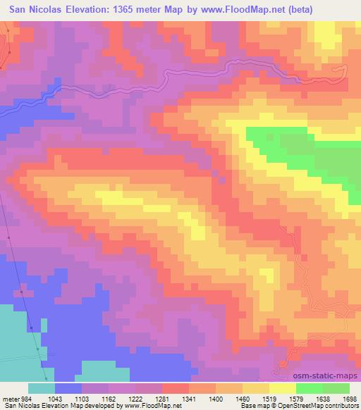 San Nicolas,Guatemala Elevation Map