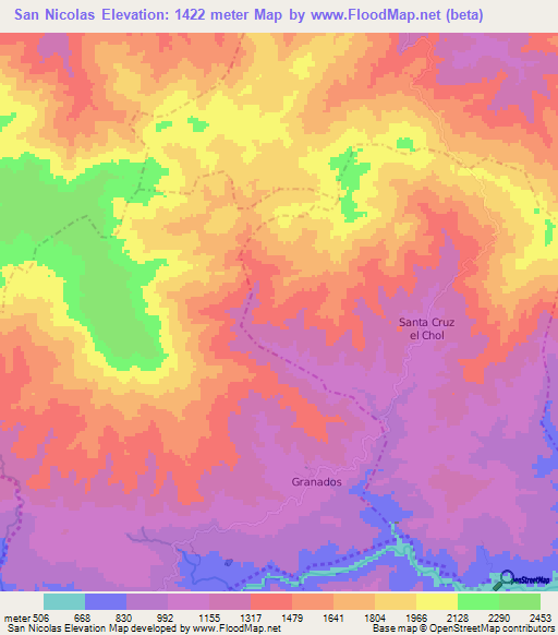 San Nicolas,Guatemala Elevation Map