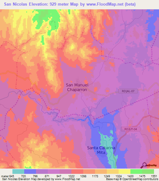 San Nicolas,Guatemala Elevation Map