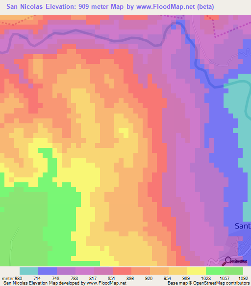 San Nicolas,Guatemala Elevation Map