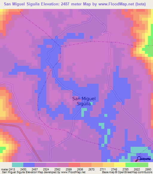 San Miguel Siguila,Guatemala Elevation Map