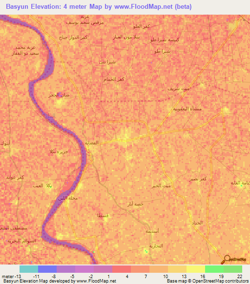 Basyun,Egypt Elevation Map