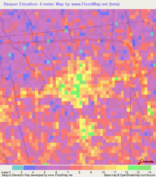 Basyun,Egypt Elevation Map